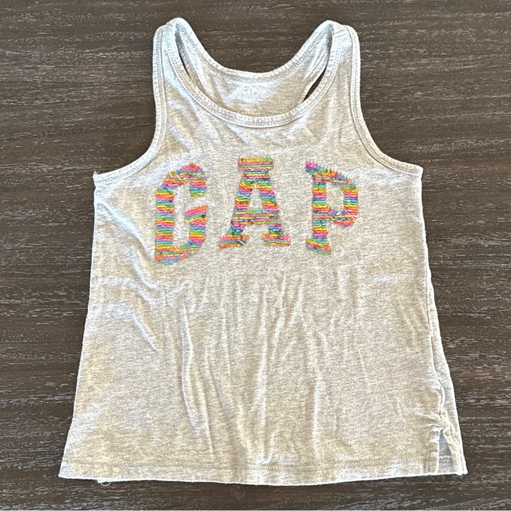Gap Girls Small (6-7) Gray Sequin Tank Top